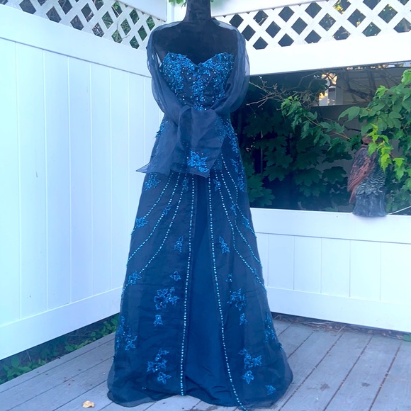 Jovani sz 8 prom party dress blue cocktail wedding party dress - Picture 2 of 16